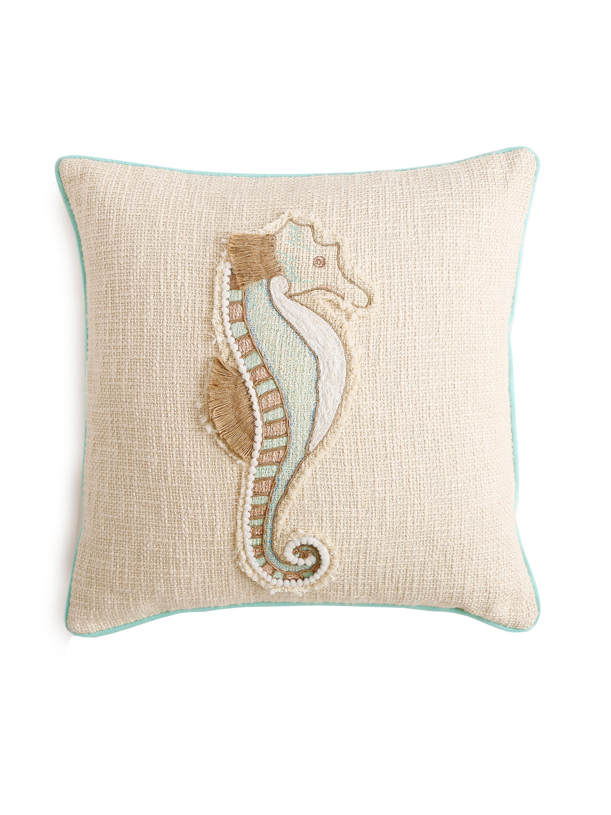 Cotton-Slub patch work with chicken embroidery cushion cover