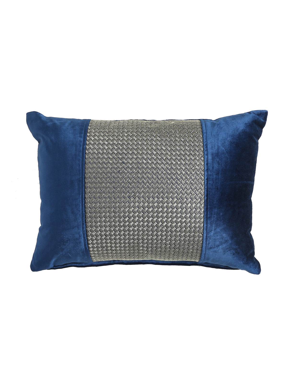 Elegant Blue viscose velvet cushion cover with zari embroidery