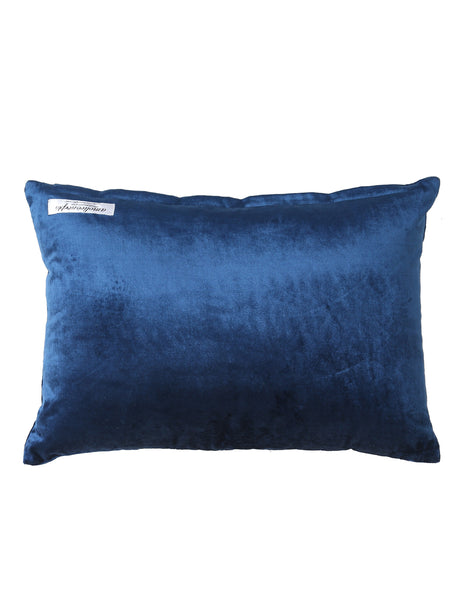 Elegant Blue viscose velvet cushion cover with zari embroidery