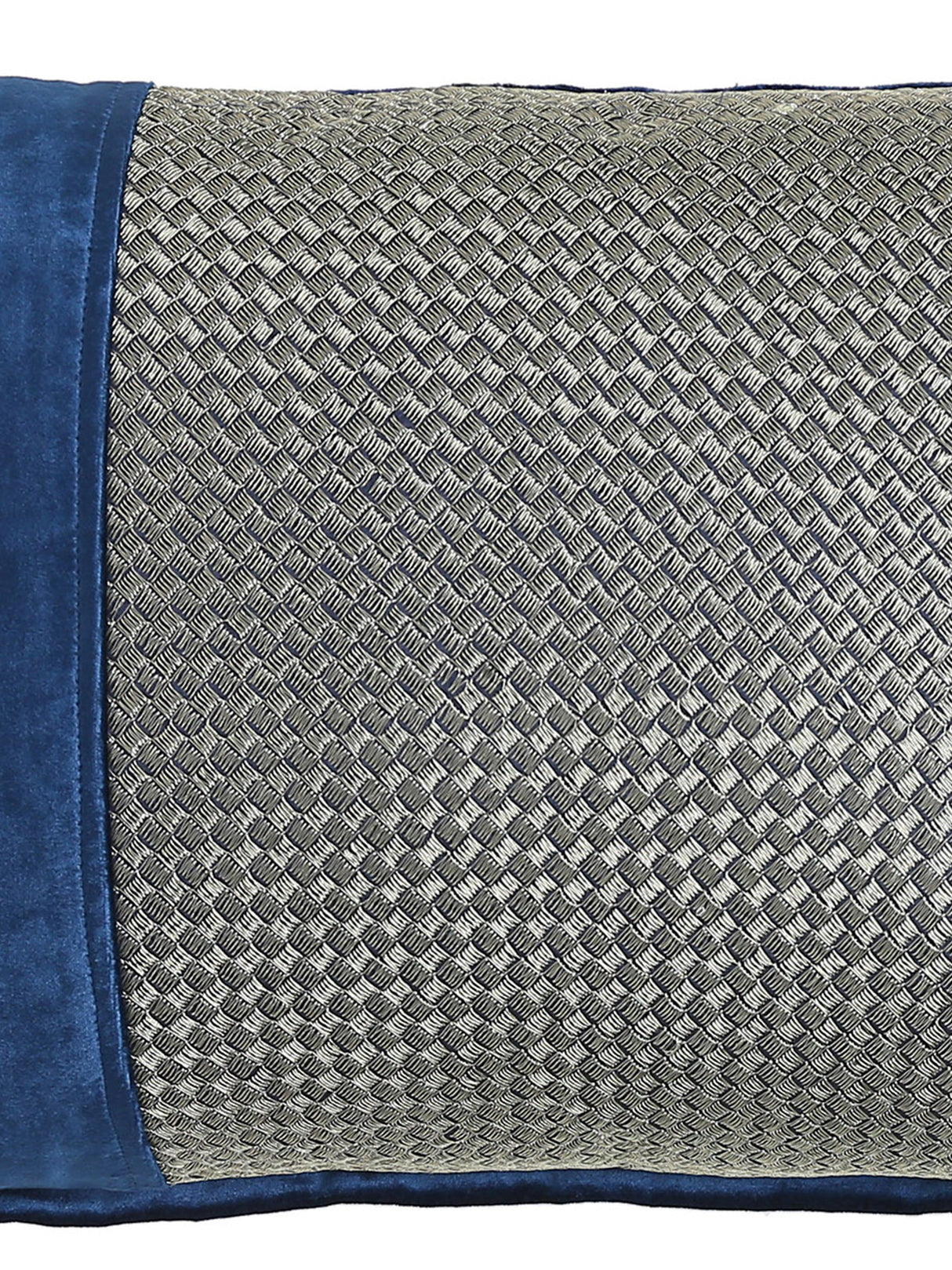 Elegant Blue viscose velvet cushion cover with zari embroidery