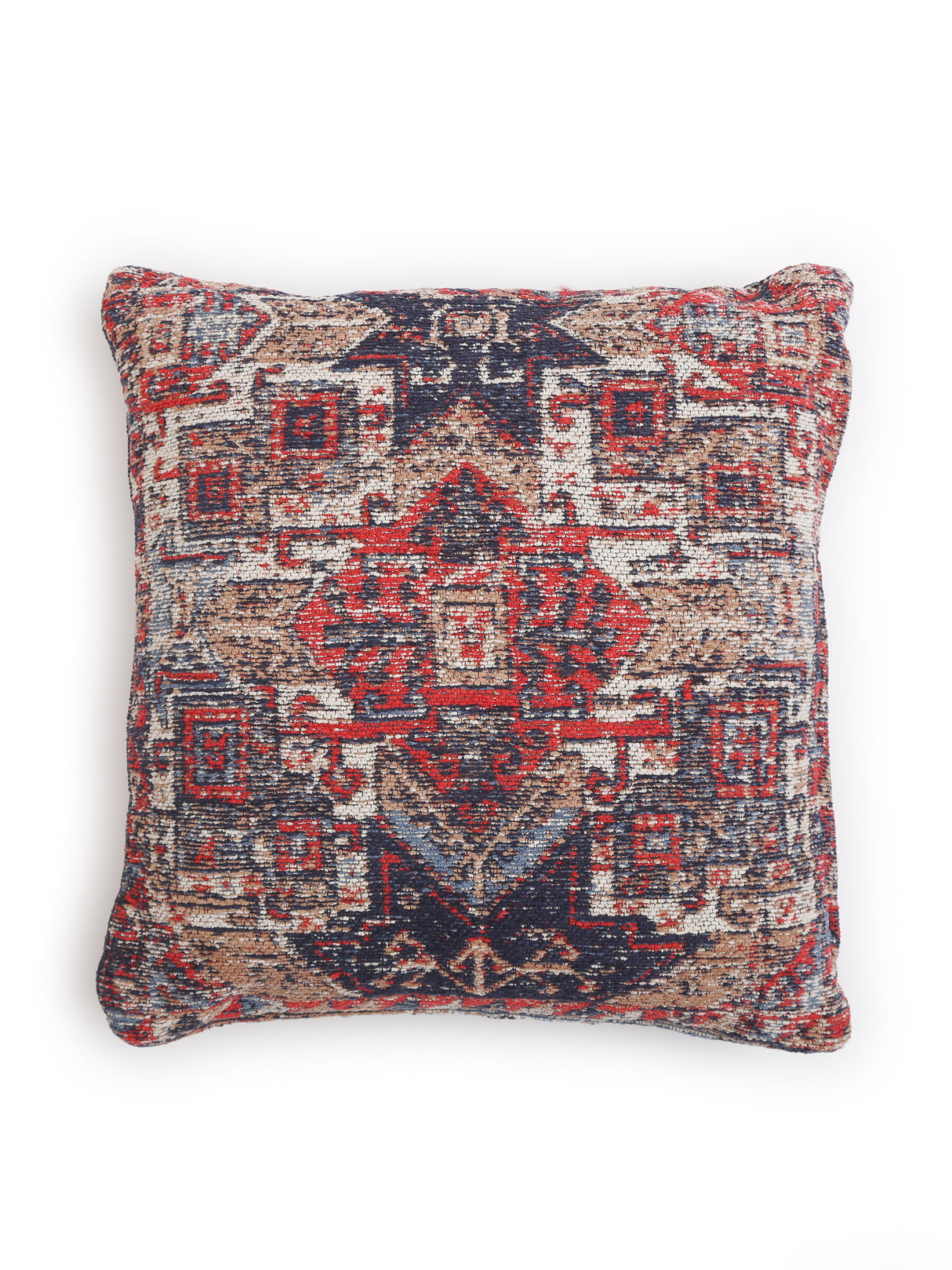 Jacquard Cotton Chenille Cushion cover in Persian motif - Multicolor