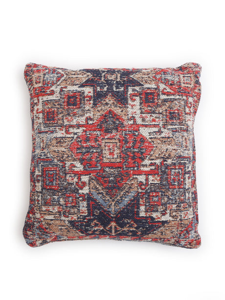 Jacquard Cotton Chenille Cushion cover in Persian motif - Multicolor