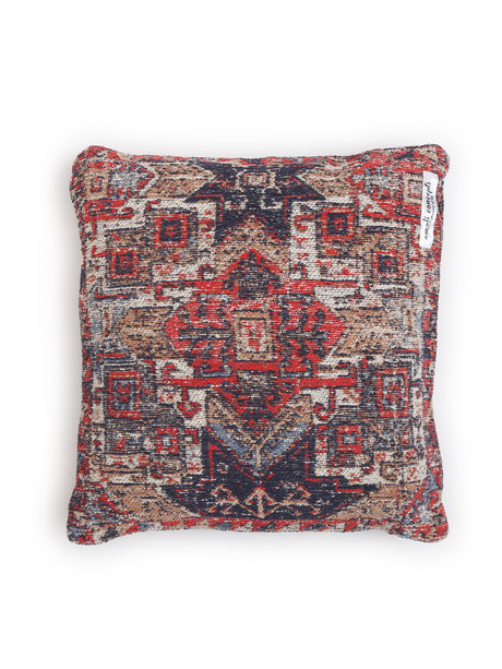 Jacquard Cotton Chenille Cushion cover in Persian motif - Multicolor