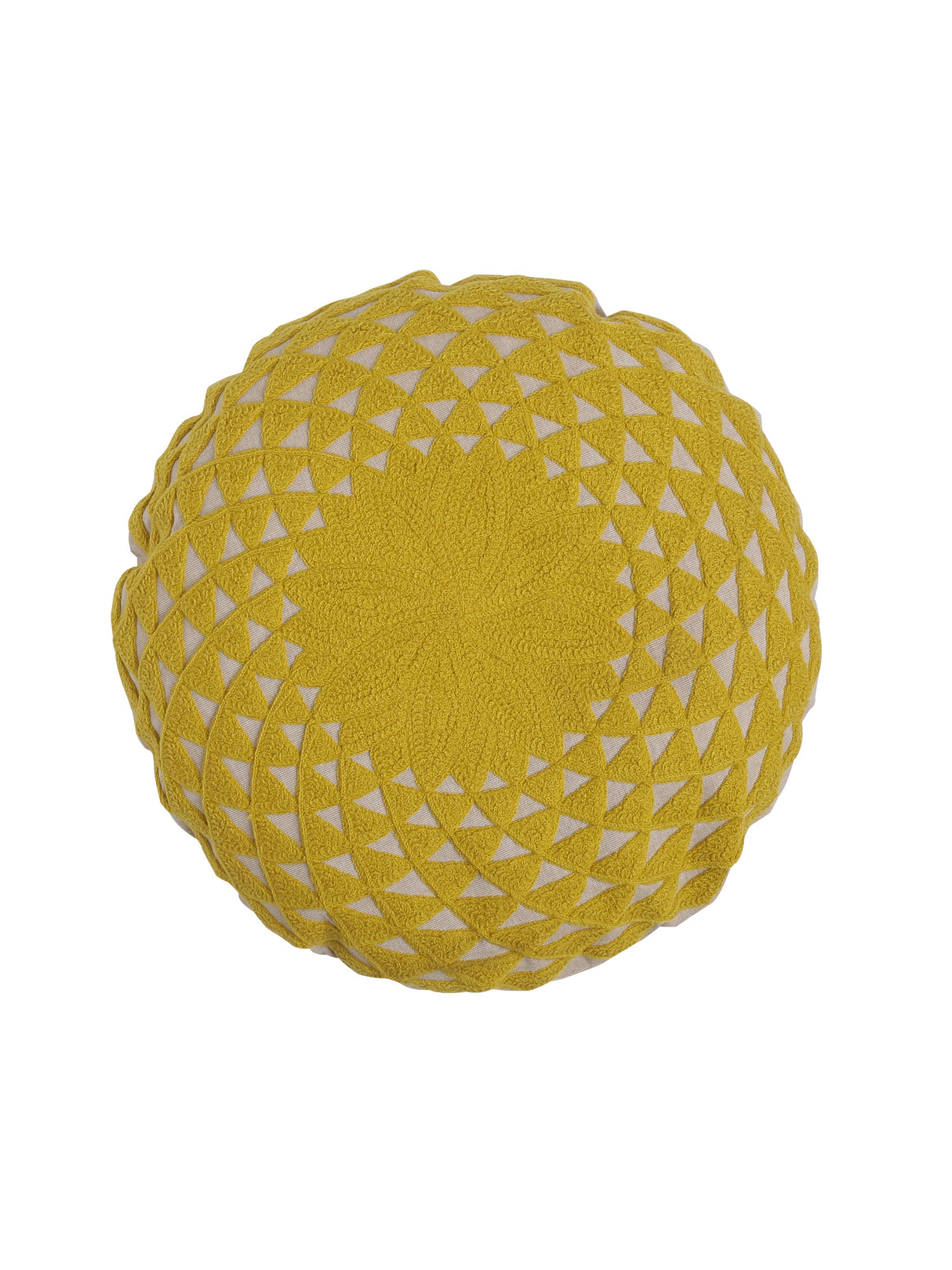 Seat pouf / cushion cover in beautiful mandala embroidery in Yellow
