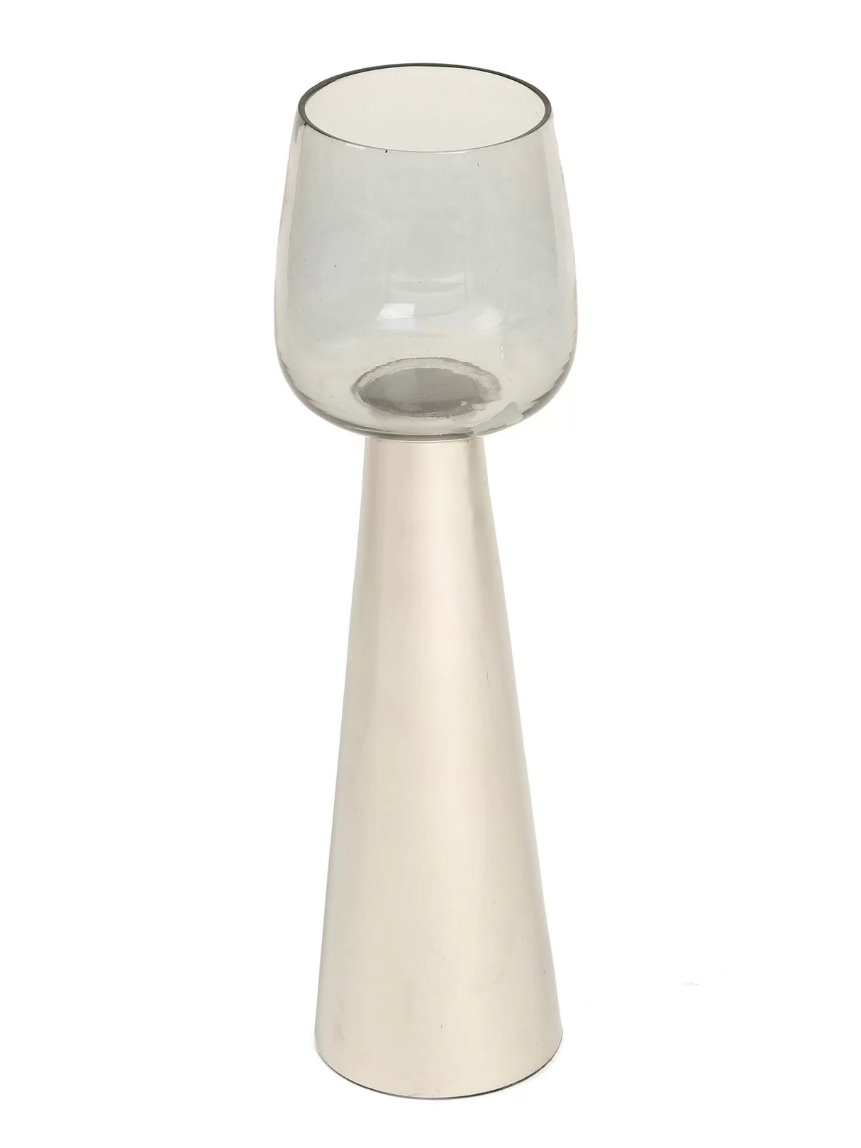 Candle Holder - Smokey Grey Glass Hurricane Set of 3