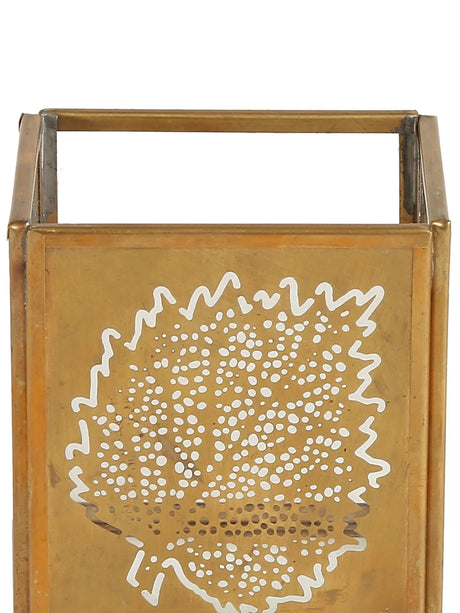 Candle Holders - Antique Gold And Glass Leaf Design Set of 2