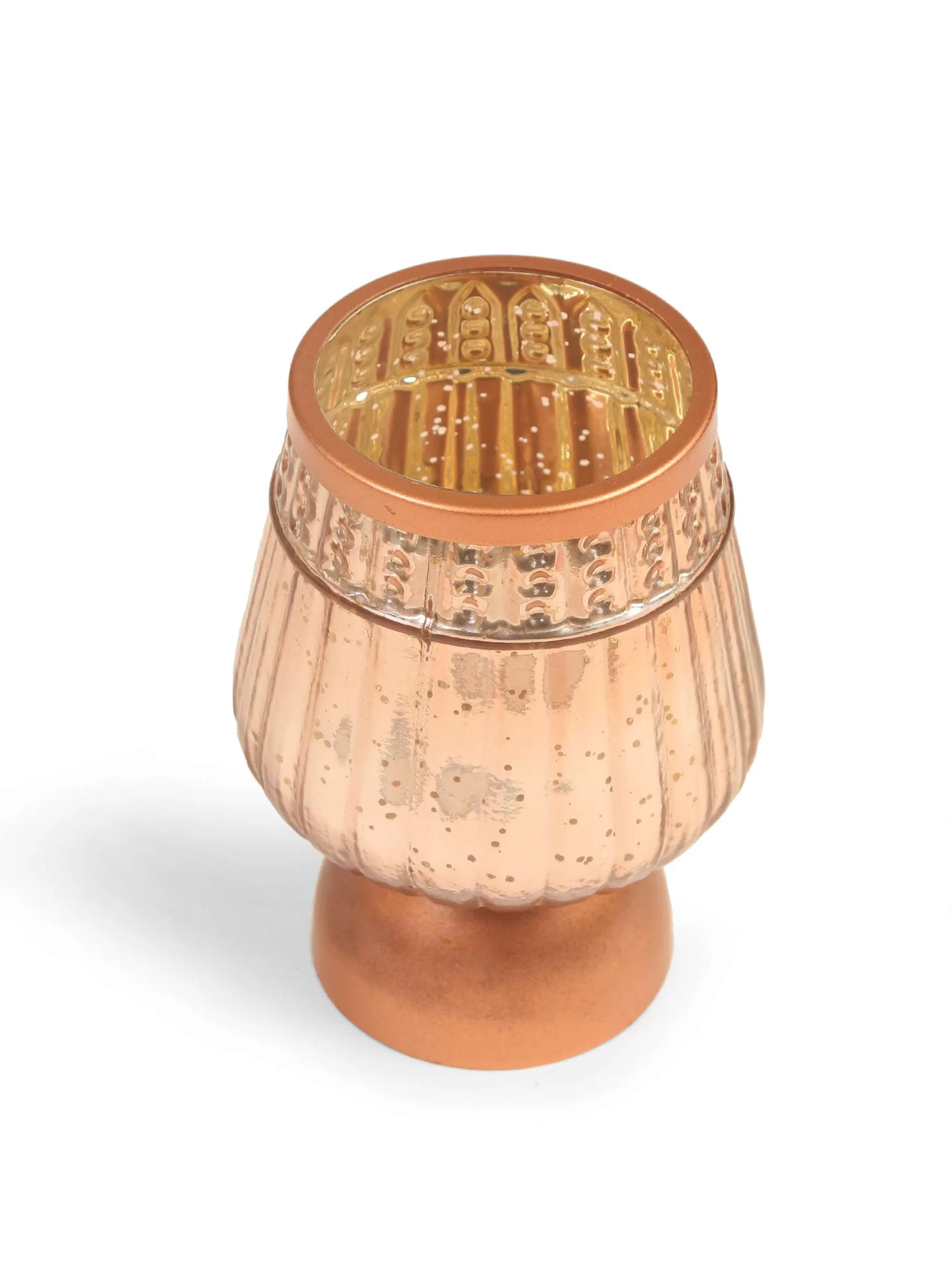 Candle Holder - Mercury Finish Silver And Peach