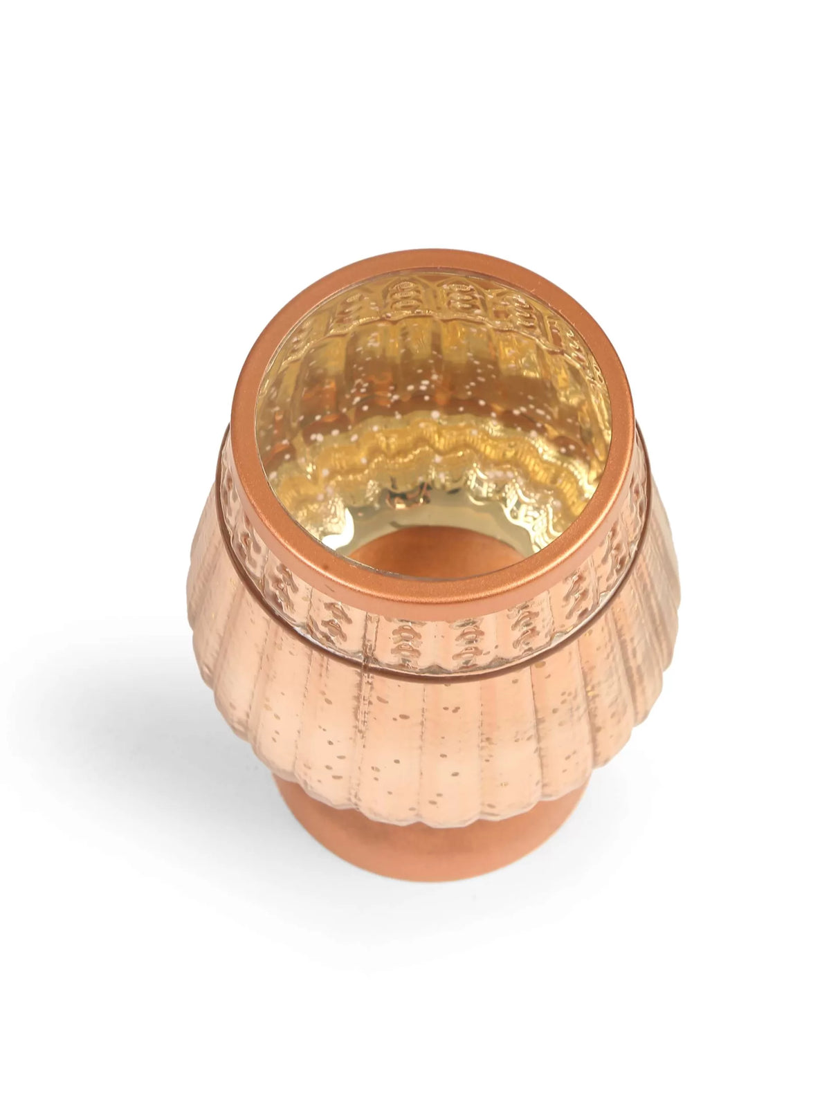 Candle Holder - Mercury Finish Silver And Peach