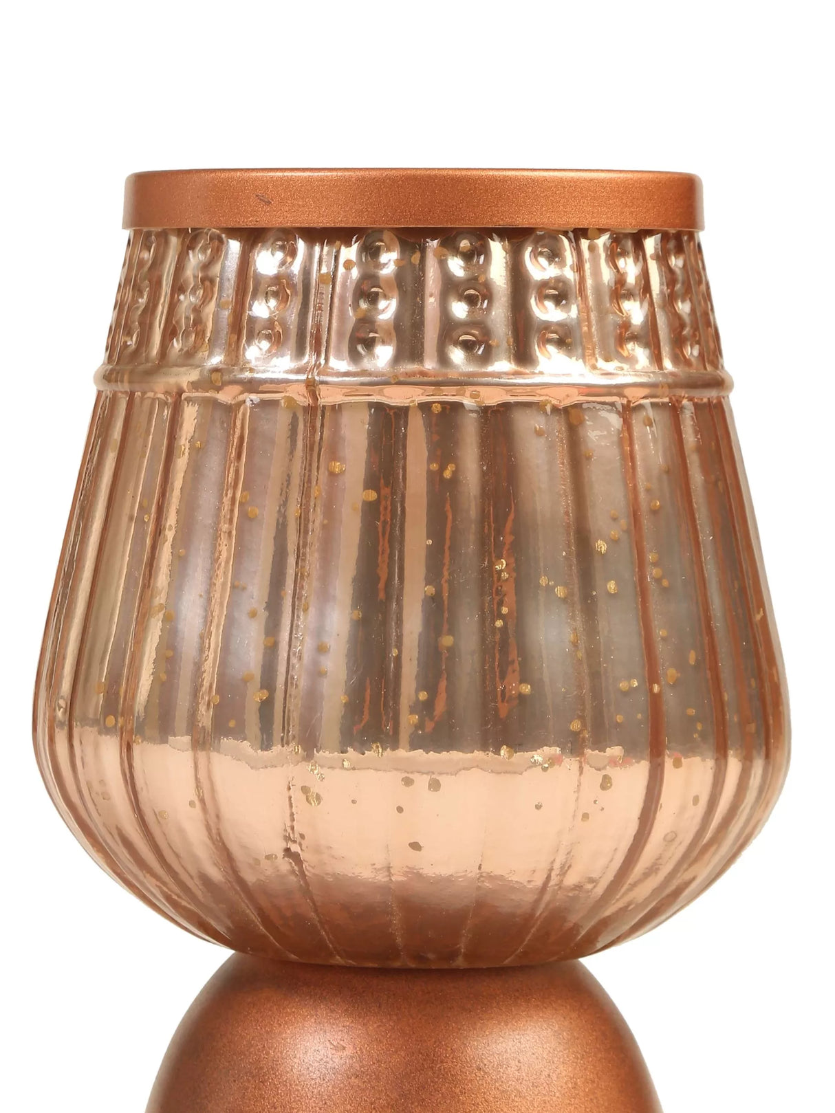 Candle Holder - Mercury Finish Silver And Peach