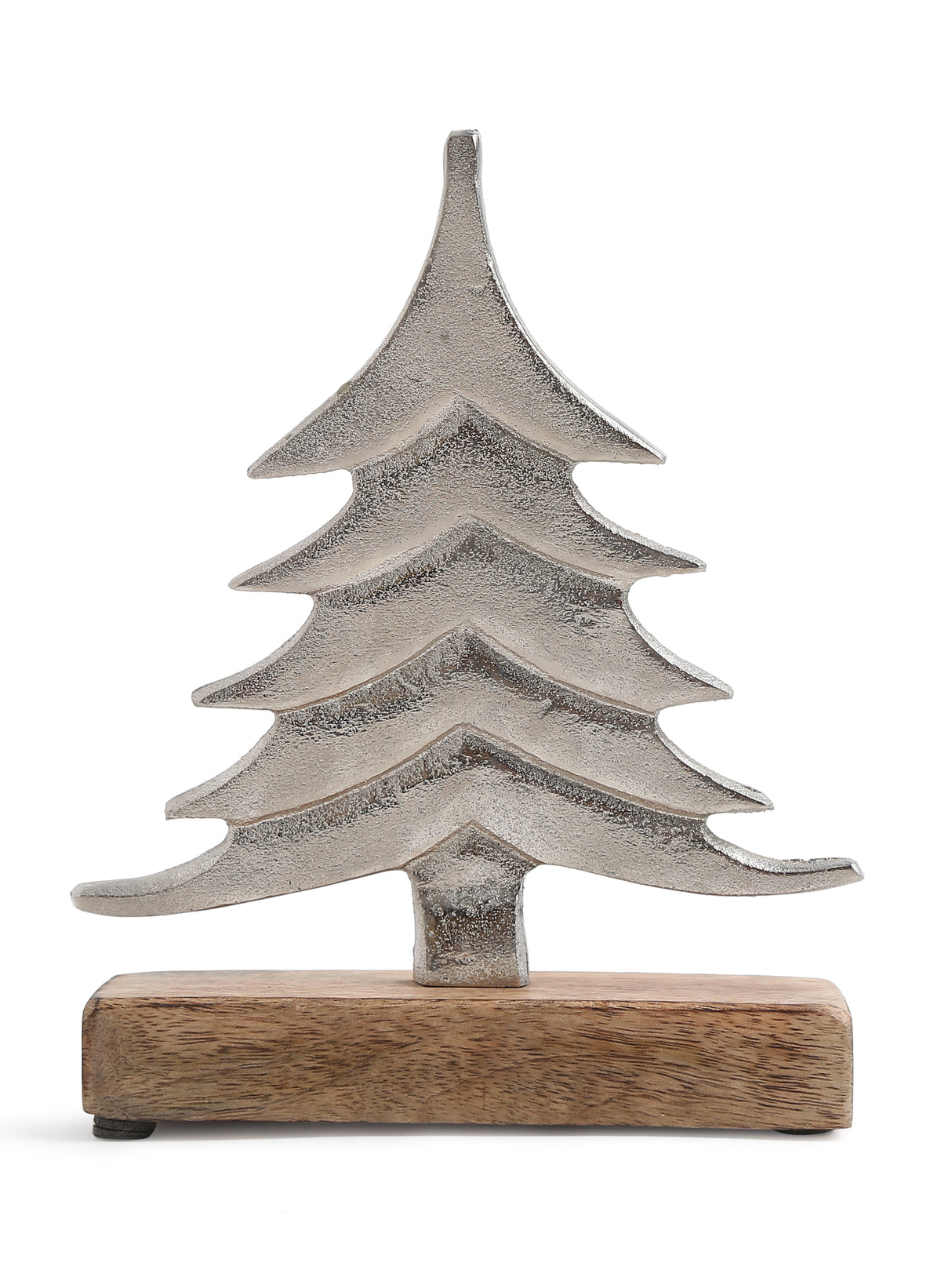 Silver Tone Tree with wooden base
