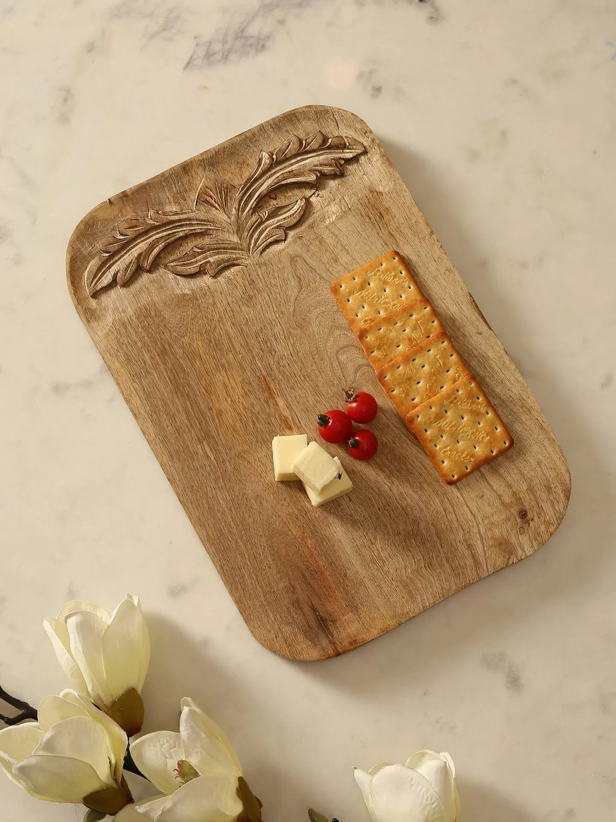 Chopping Board - Flower Design Hand Carved Cheese Board In A Gift Box
