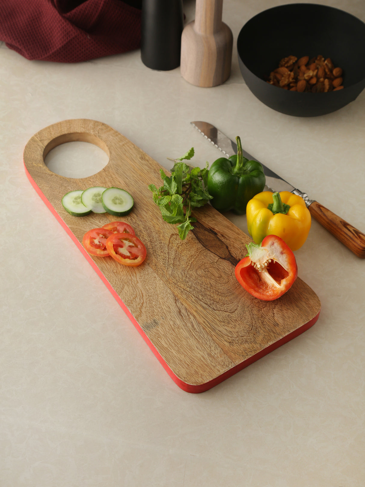 Chopping Board - Cheese Board Cum Platter With Colored Rim