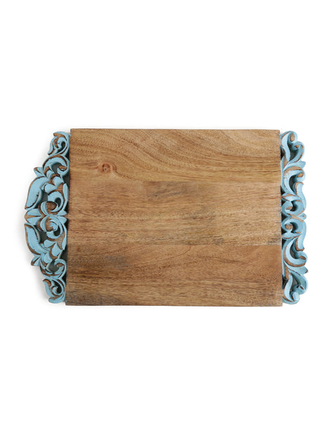 Chopping Board - Cheese Board Cum Platter With Hand Carved Turq Border