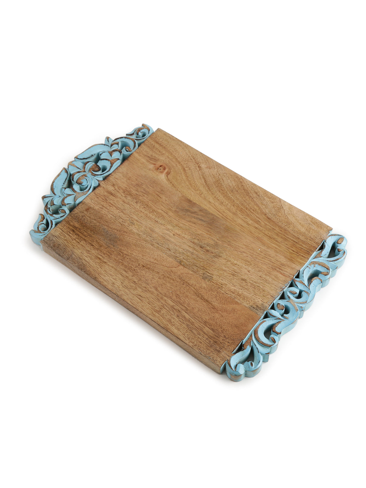 Chopping Board - Cheese Board Cum Platter With Hand Carved Turq Border