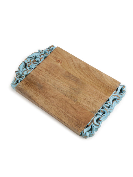 Chopping Board - Cheese Board Cum Platter With Hand Carved Turq Border