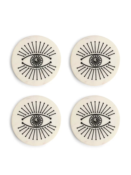Marble Coaster - Evil Eye Set of 4