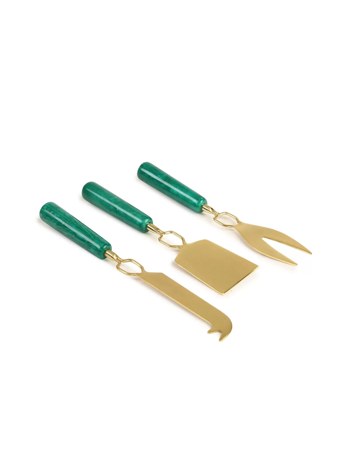 Cheese Set - Green And Gold