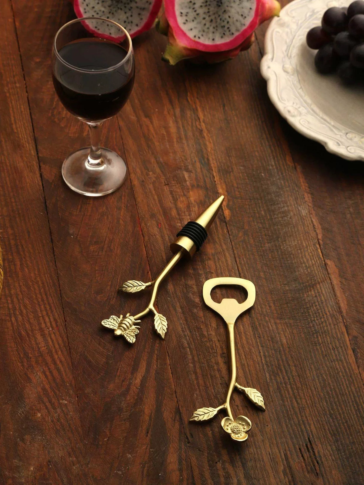 Bee Bottle Stopper & Flower Opener Set of 2