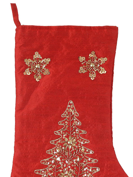 Embellished Christmas Stocking - Red