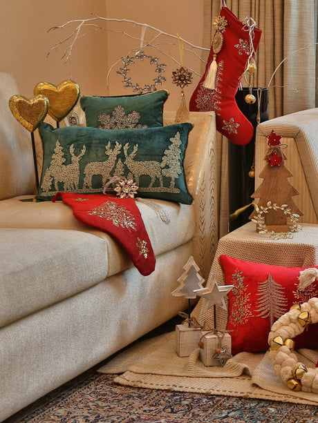 Embellished Christmas Stocking - Red