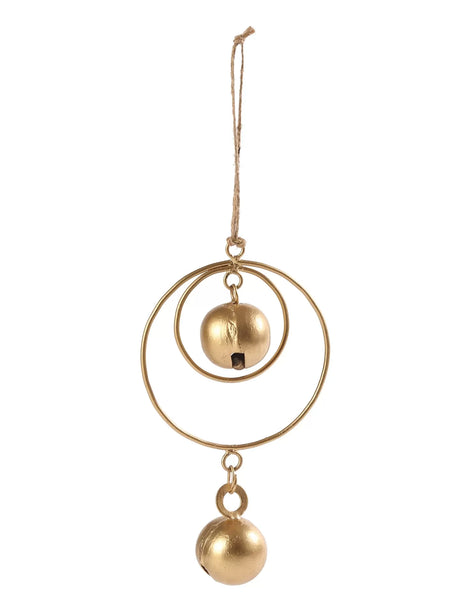 Bells in Metal Ring, Ring Ornament with Tassels Set-of-2