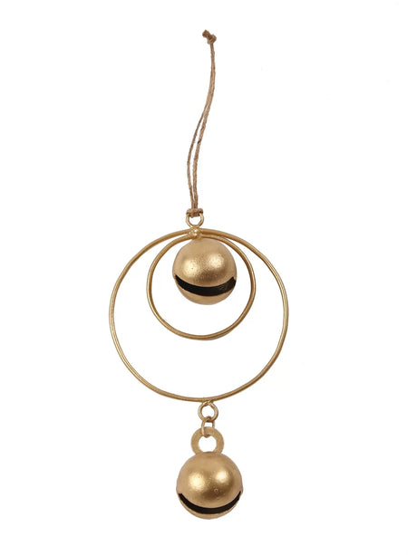Bells in Metal Ring, Ring Ornament with Tassels Set-of-2