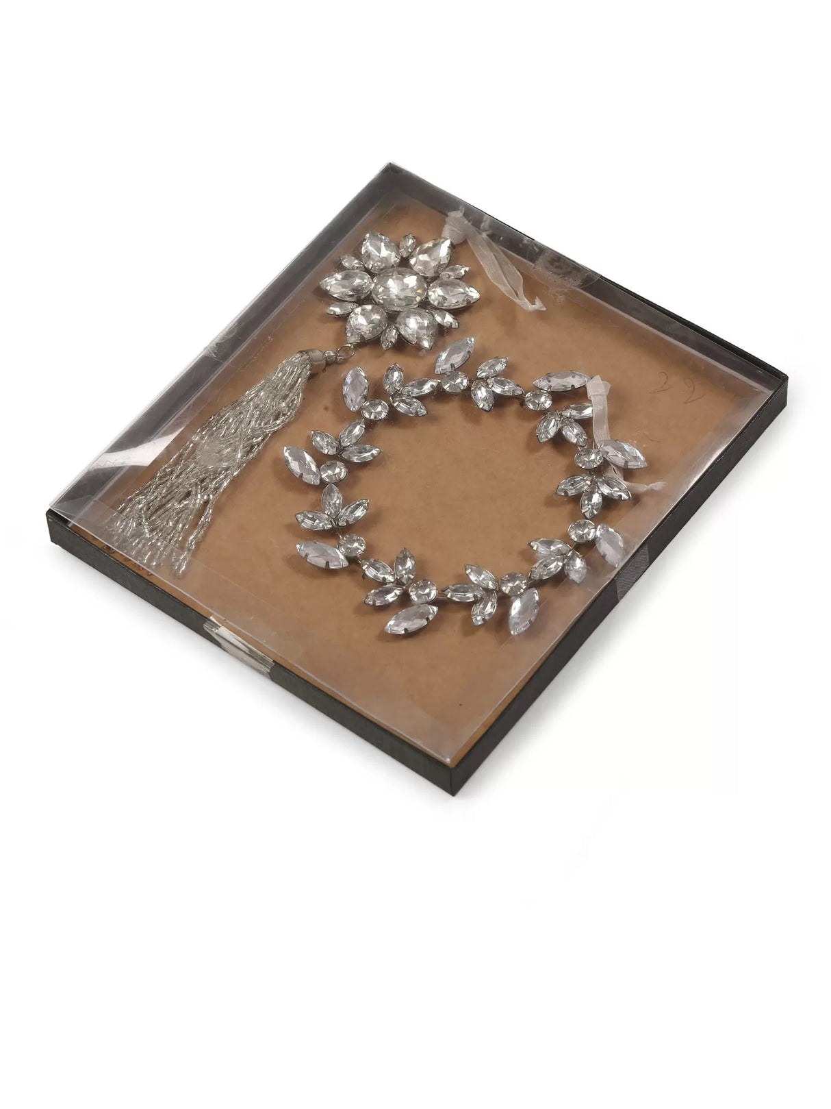 Crystal Star Ornament With Beaded Tassel And Crystal Wreath - Silver