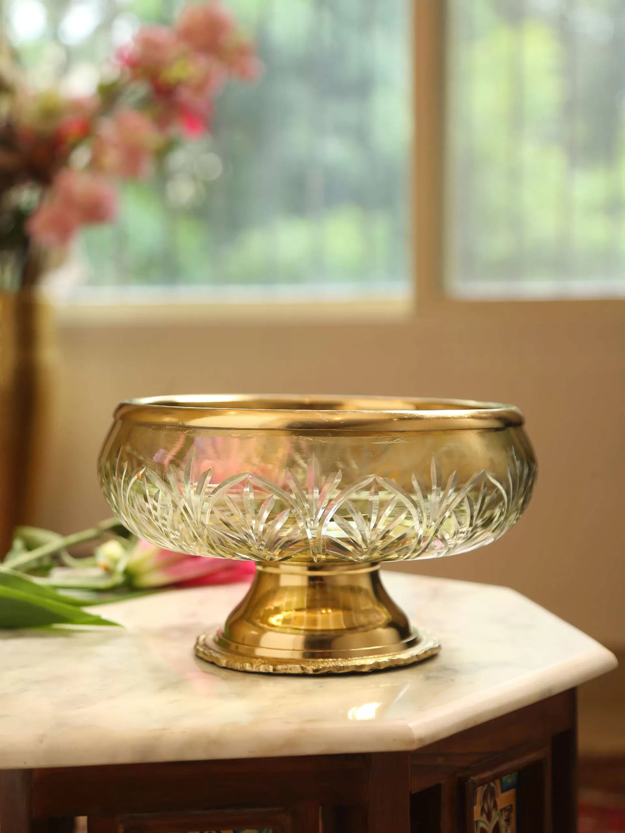 Glass Deco Bowl with Golden Rim