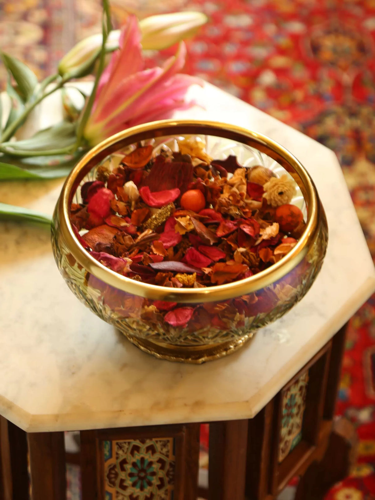 Glass Deco Bowl with Golden Rim