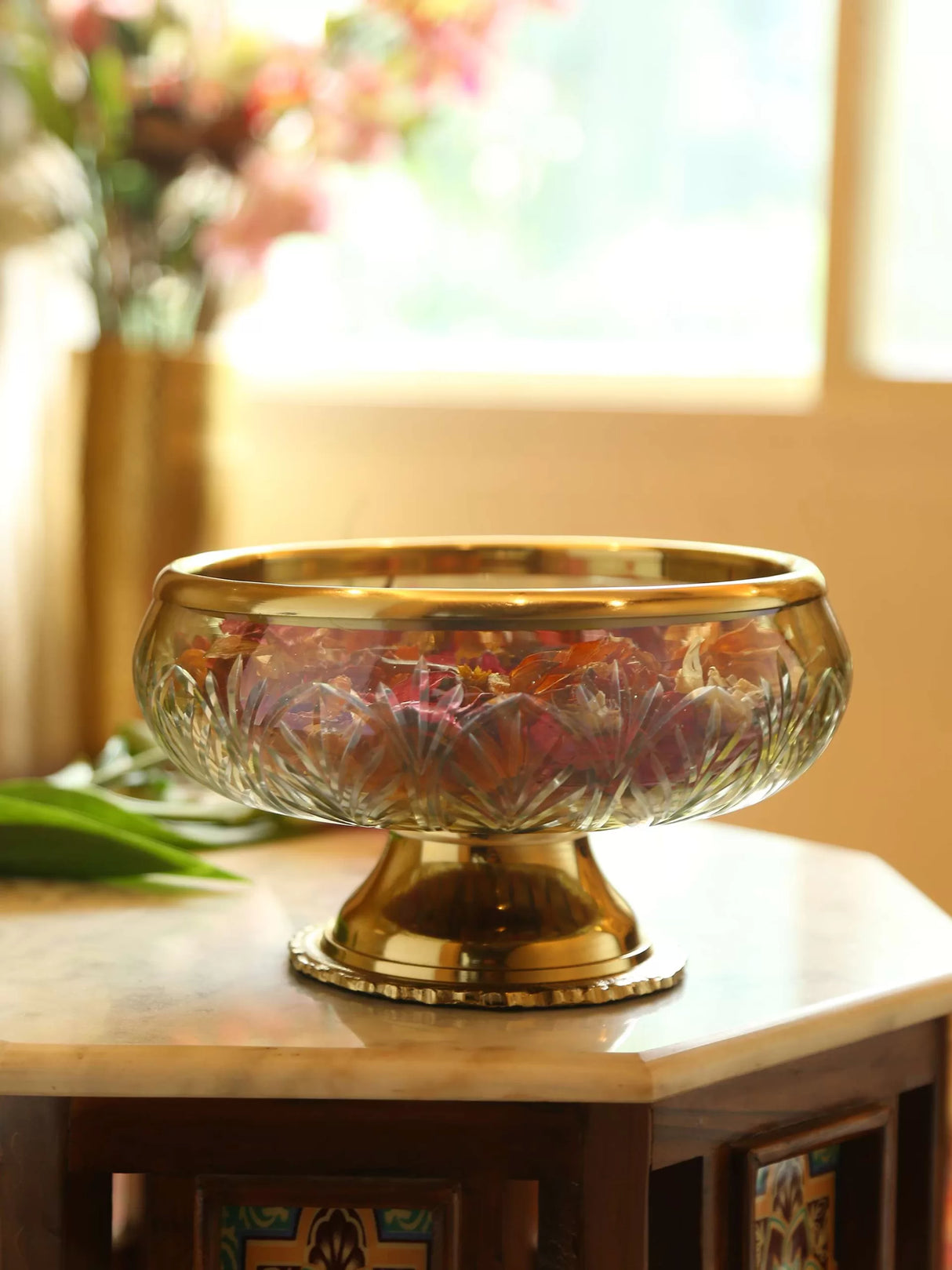 Glass Deco Bowl with Golden Rim