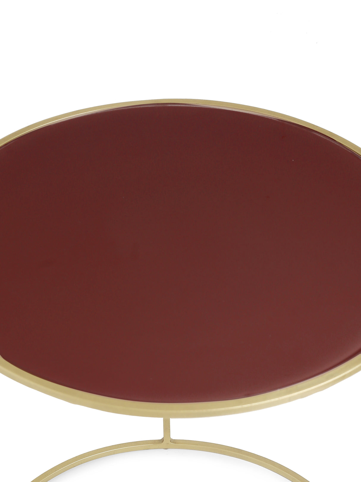 Nesting Tables - Pale Ruby Color Glass Top - Set of 2