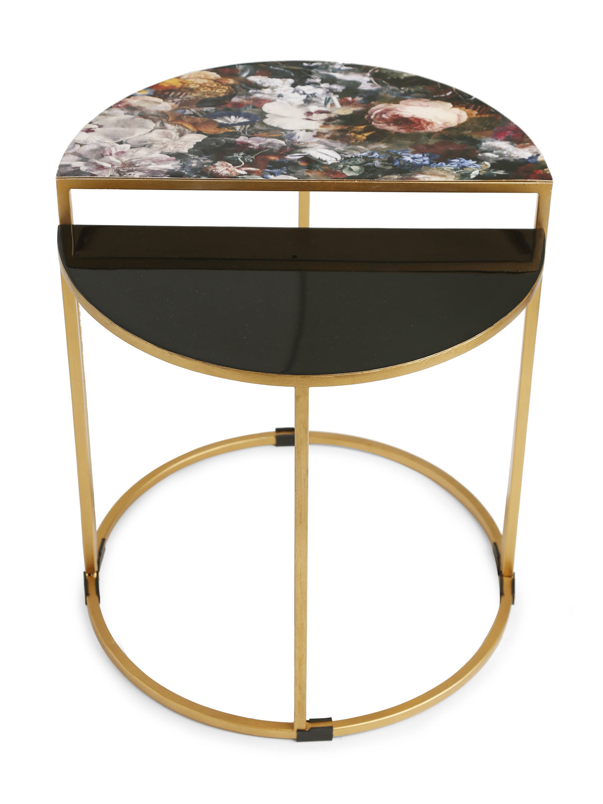 Nesting Tables - Flower Design Enameled - Set of 2