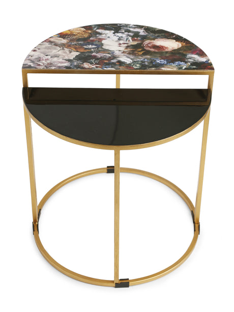 Nesting Tables - Flower Design Enameled - Set of 2