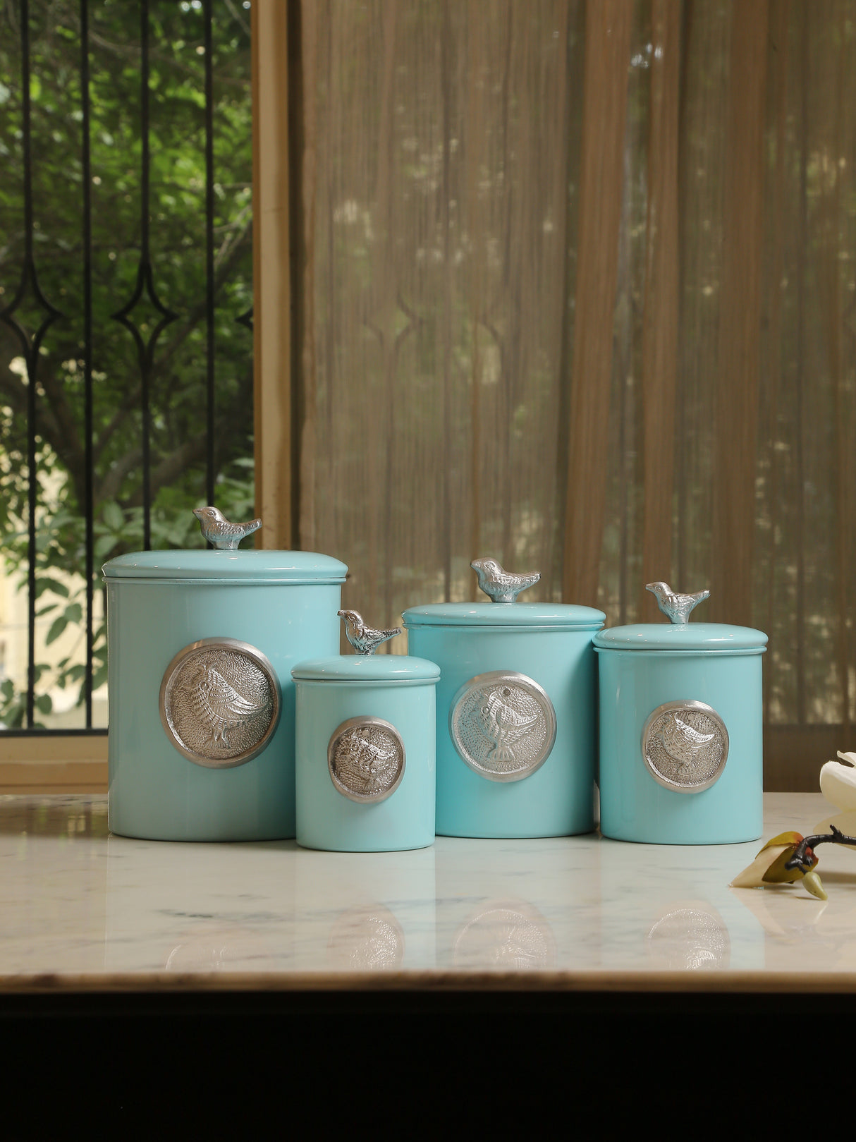 Bird design Blue Canister set