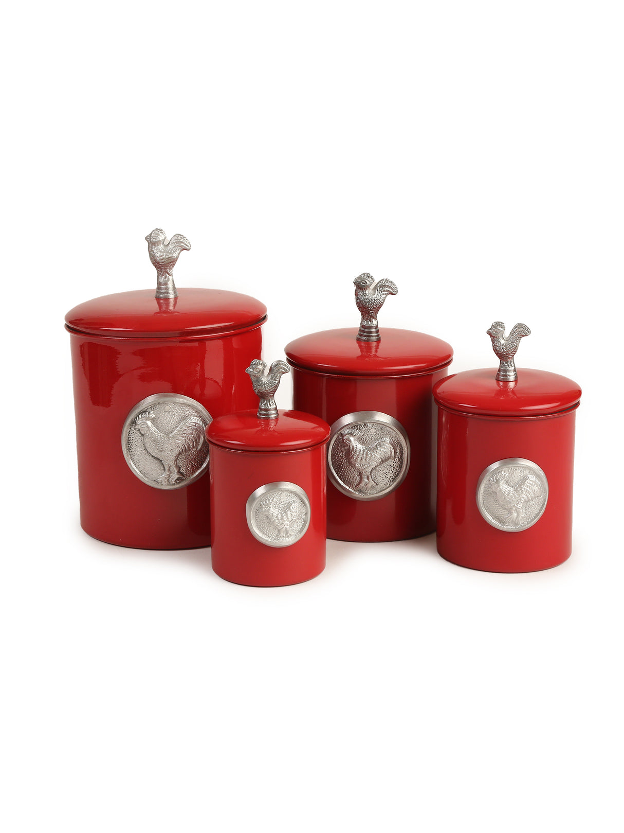 Rooster design Red Canister set