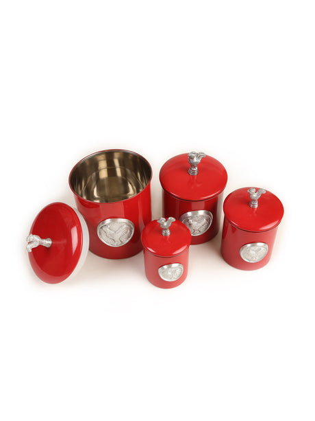 Rooster design Red Canister set
