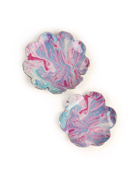 Enameled Platters - Lilac And Blue Set of 2