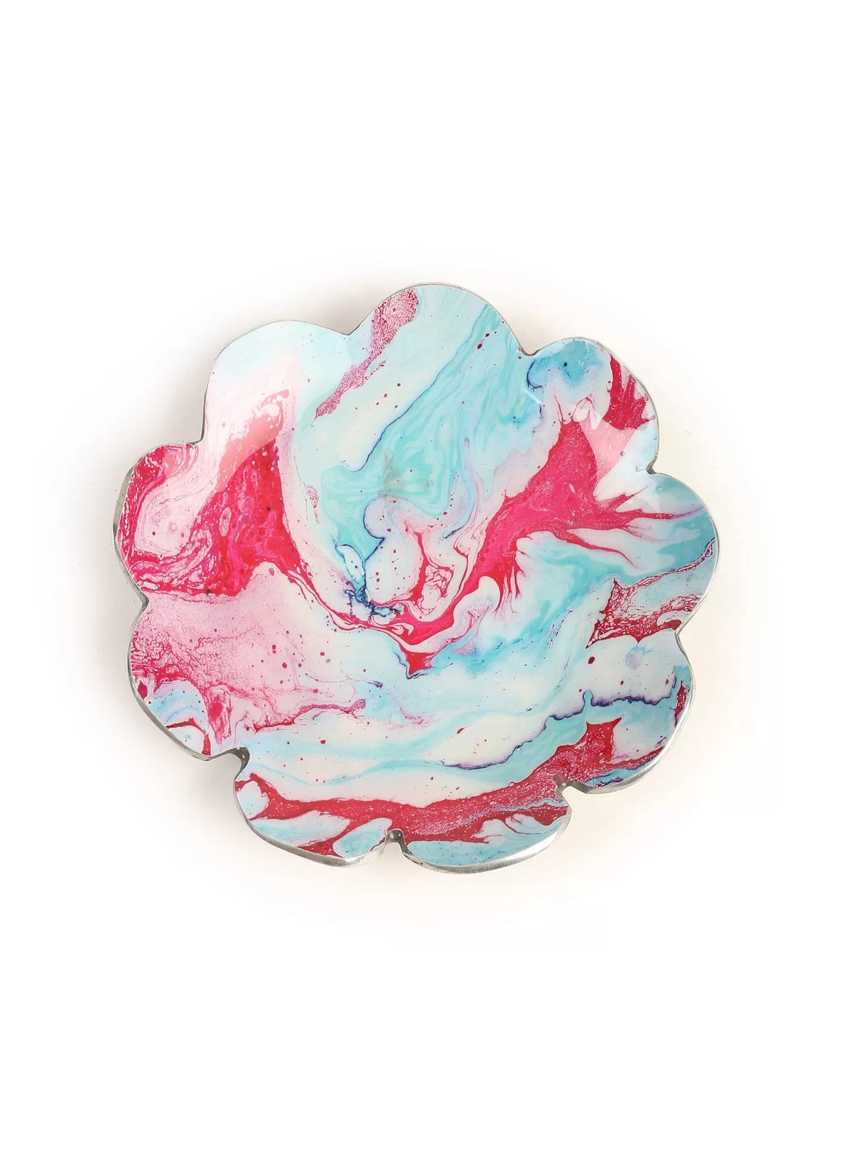 Enameled Platters - Blue & Red Set of 2