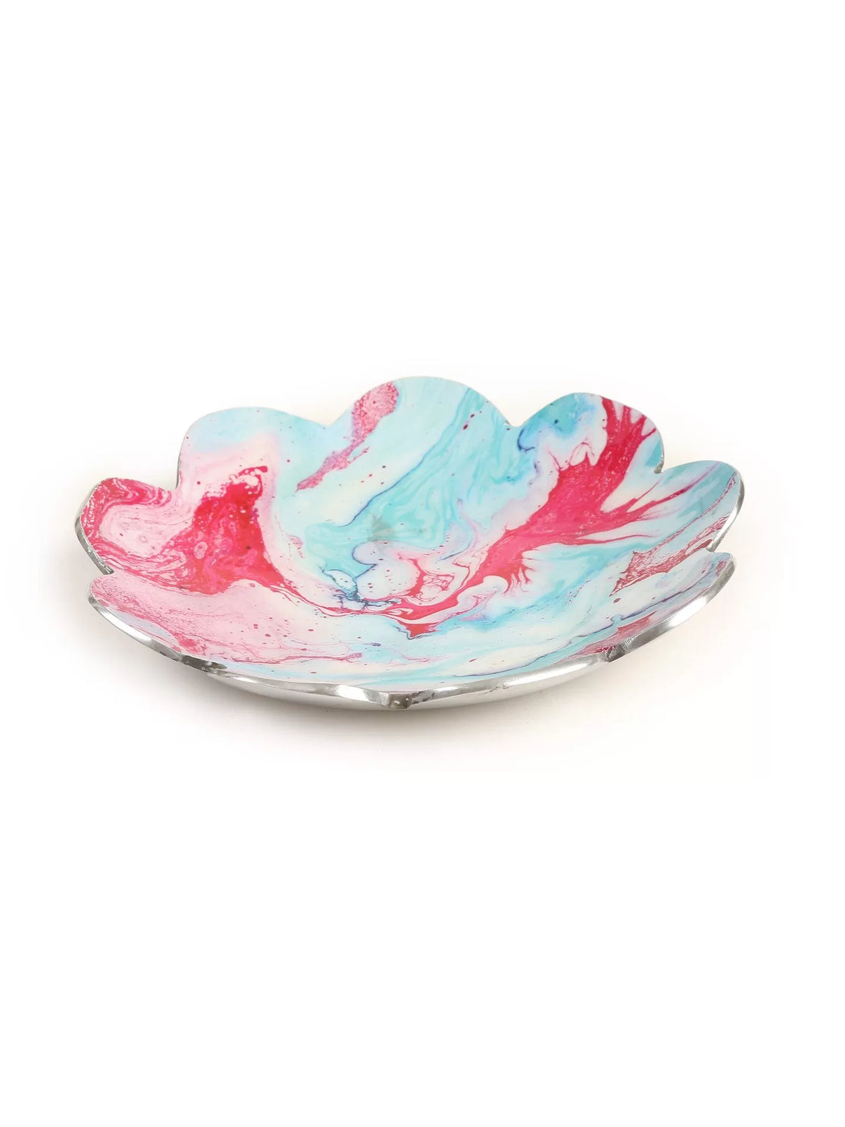 Enameled Platters - Blue & Red Set of 2