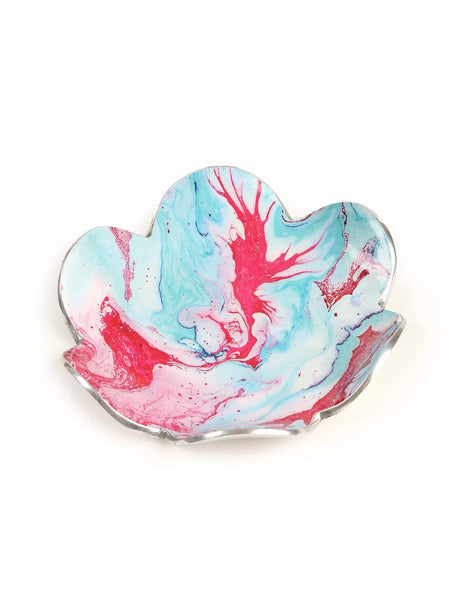 Enameled Platters - Blue & Red Set of 2