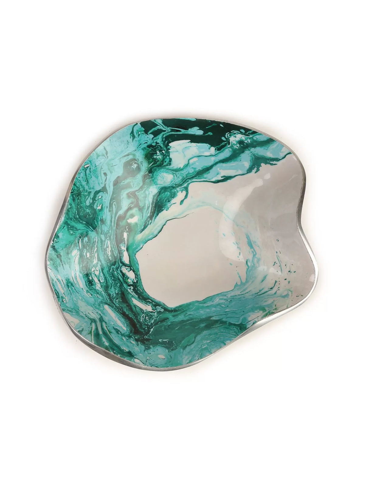 Enameled Platters - Green And White Set of 3