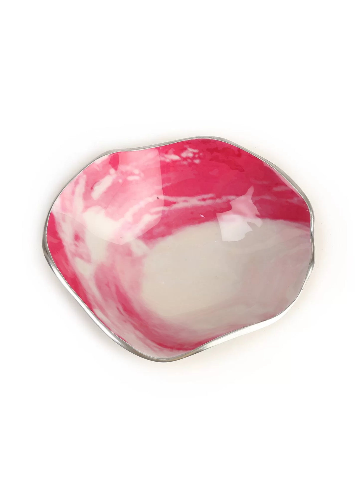 Enameled Platters - Pink And White Set of 3