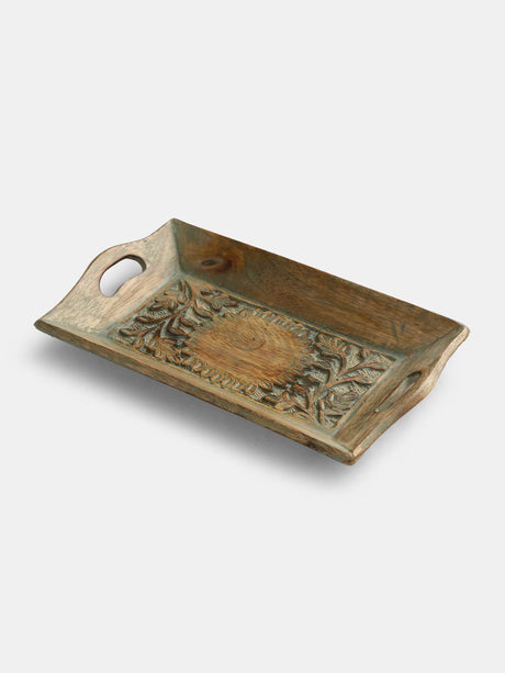 Tray - Distress Finish Hand Carved