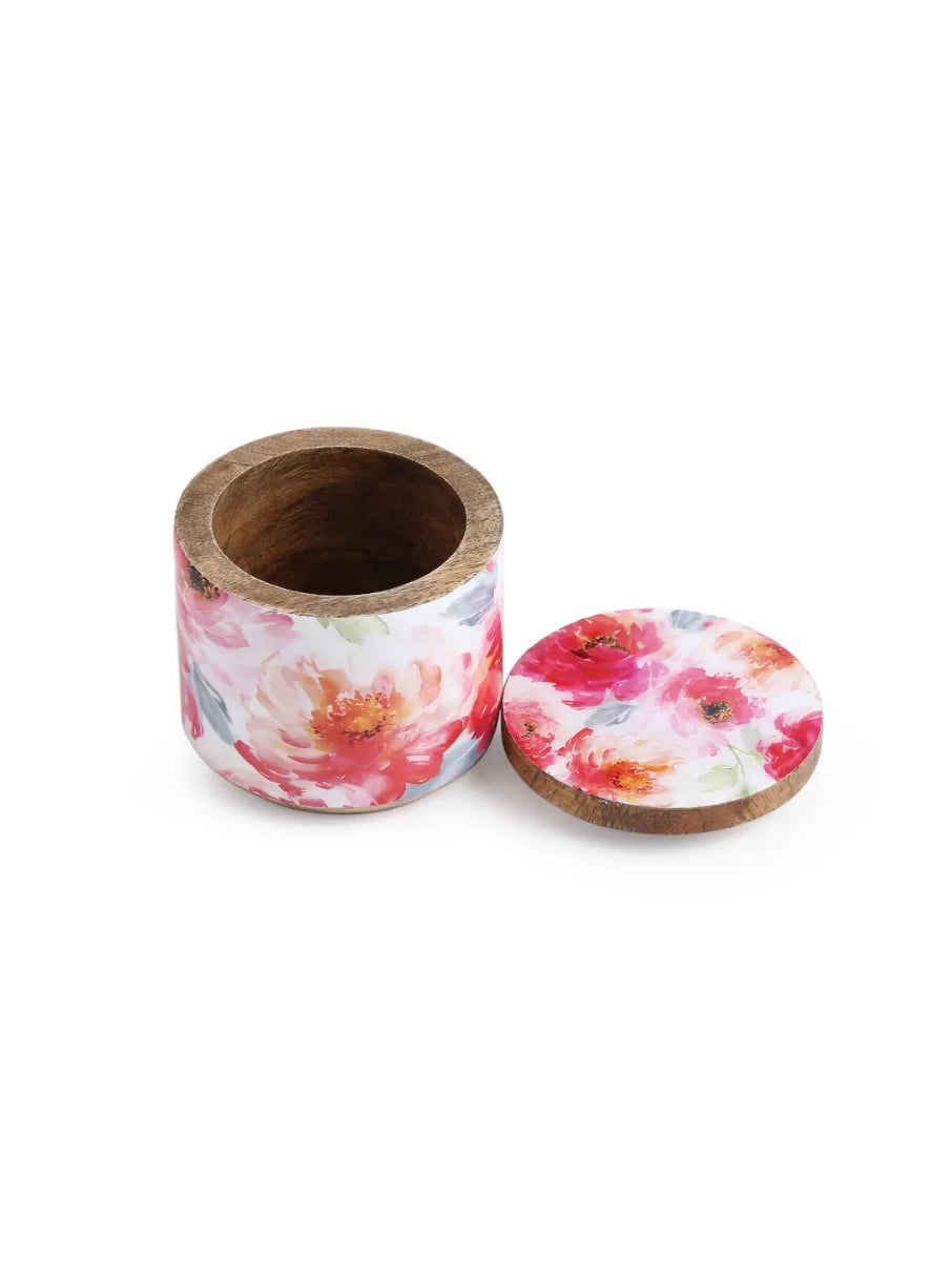 Flower Design Enamelled wooden Jar for Dry Snacks - Amoliconcepts