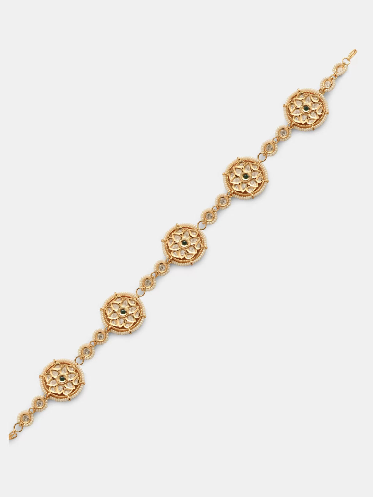 Kundan - Matha Patii With Green Stones