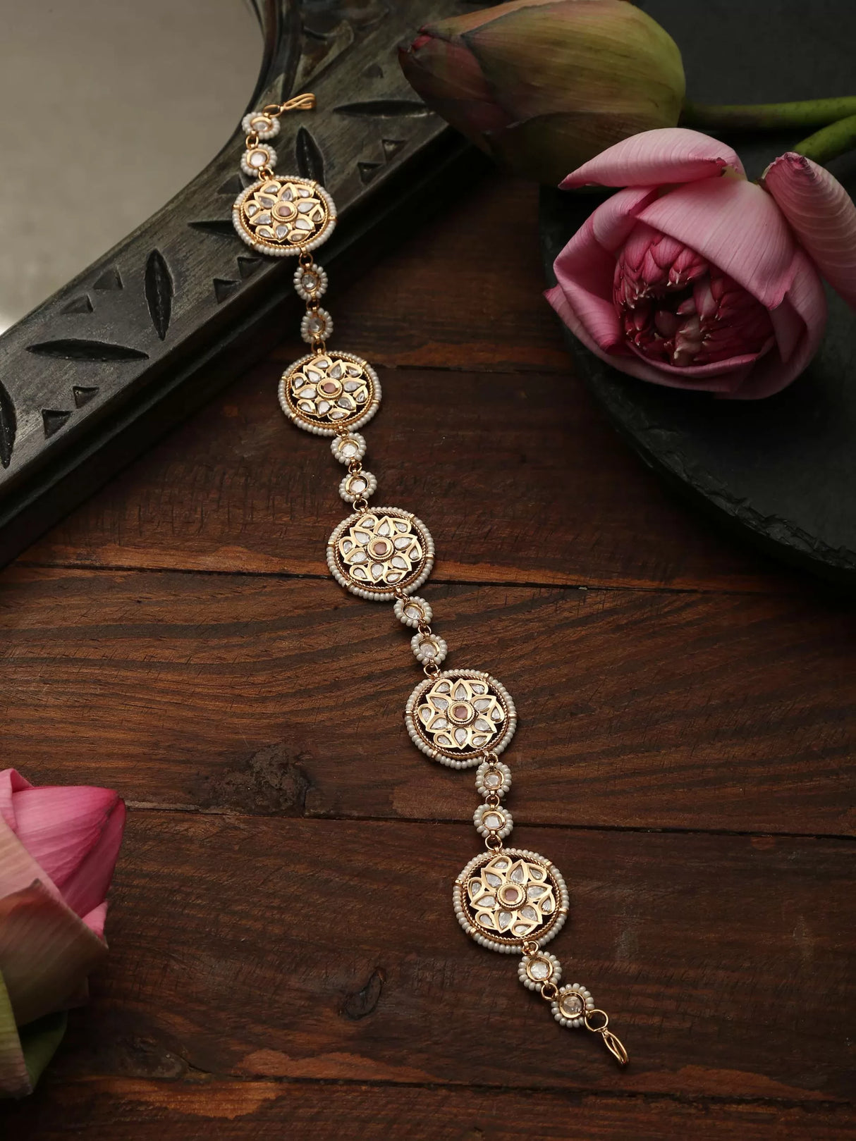 Kundan - Matha Patii With Pink Stones