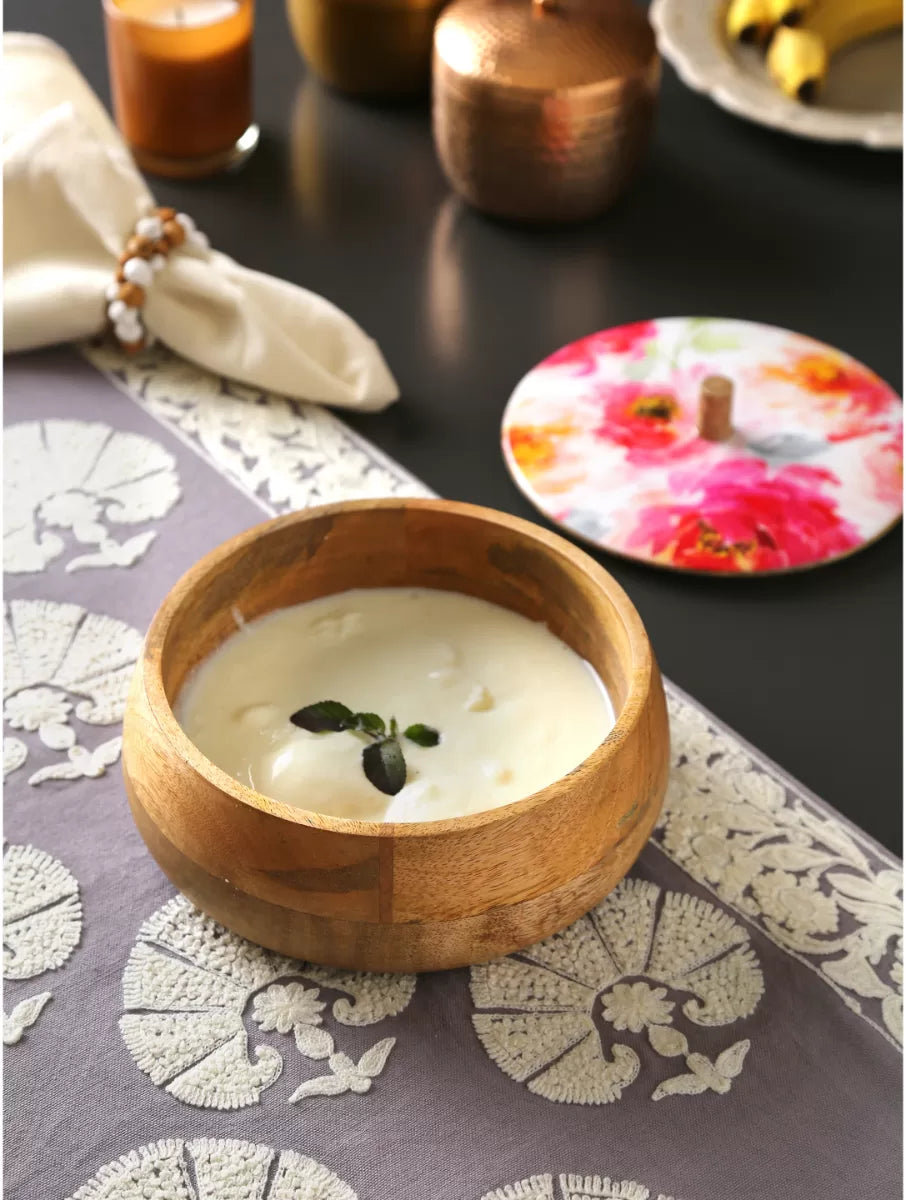 Flower Design Enamelled wooden Dahi / Roti Box