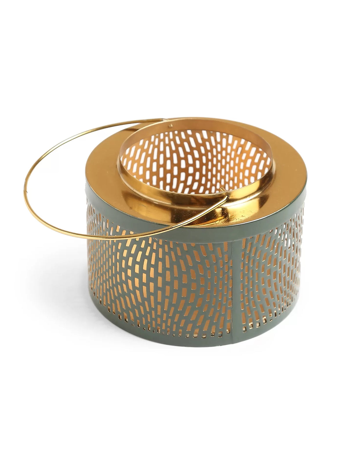 Lantern - Green and Gold Finish - S