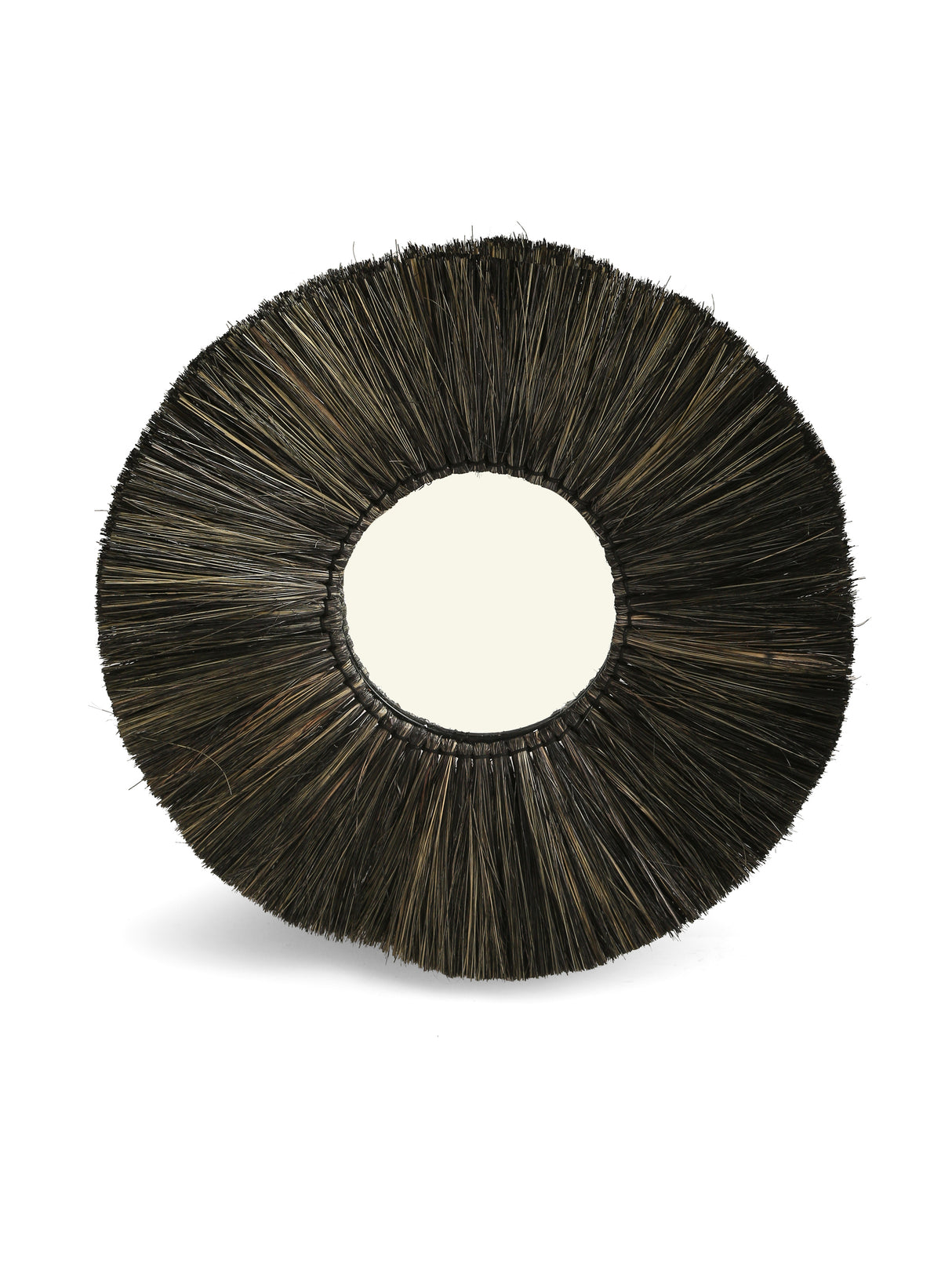 Mirror - Eye shaped decorative crafted with Natural sea grass in black finish