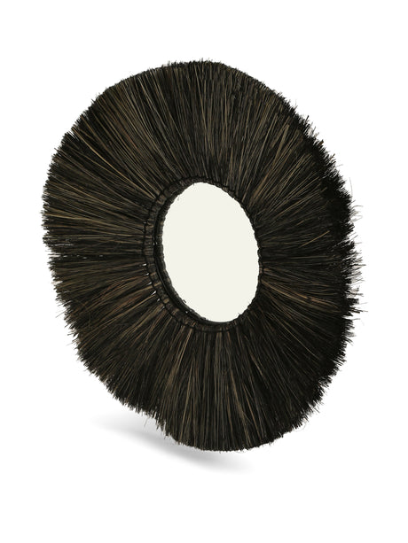 Mirror - Eye shaped decorative crafted with Natural sea grass in black finish